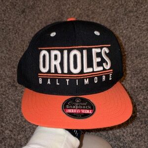 American Needle Orioles Black and Orange Snapback Hat